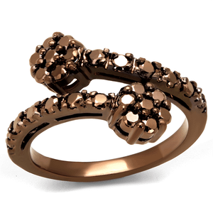 3W1158 - IP Coffee light Brass Ring with AAA Grade CZ  in Light Coffee A874-3W1158