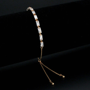 3W1663 - Rose Gold Brass Bracelet with AAA Grade CZ in Clear A874-3w1663