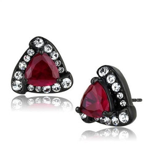 TK2272 - IP Black(Ion Plating) Stainless Steel Earrings with AAA Grade CZ  in Ruby A874-TK2272