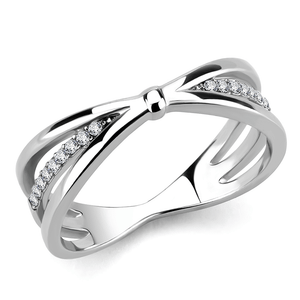 DA239 - High polished (no plating) Stainless Steel Ring with AAA Grade CZ  in Clear A874-DA239
