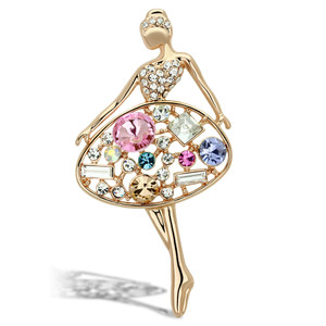 LO2817 - Flash Gold White Metal Brooches with Top Grade Crystal  in Multi Color A874-LO2817