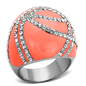 TK1307 - High polished (no plating) Stainless Steel Ring with Top Grade Crystal  in Clear A874-TK1307