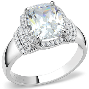 DA024 - High polished (no plating) Stainless Steel Ring with Cubic  in Clear A874-DA024