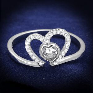 TS422 - Rhodium 925 Sterling Silver Ring with AAA Grade CZ  in Clear A874-TS422
