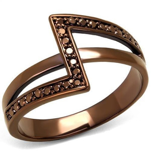 3W1162 - IP Coffee light Brass Ring with AAA Grade CZ  in Light Coffee A874-3W1162