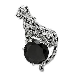 LO2398 - Imitation Rhodium White Metal Brooches with AAA Grade CZ  in Jet A874-LO2398