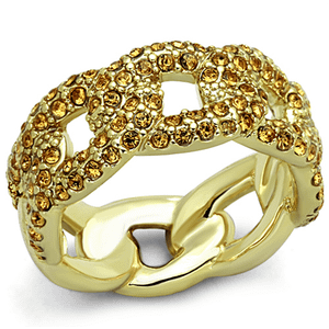 LO3216 - Gold Brass Ring with Top Grade Crystal  in Smoked Quartz A874-LO3216