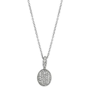 3W432 - Rhodium Brass Necklace with AAA Grade CZ  in Clear A874-3W432