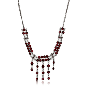 LOS865 - Ruthenium 925 Sterling Silver Necklace with Top Grade Crystal  in Siam A874-LOS865