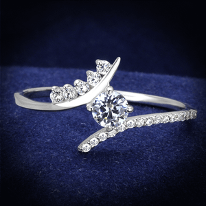 TS199 - Rhodium 925 Sterling Silver Ring with AAA Grade CZ  in Clear A874-TS199
