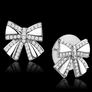 TS287 - Rhodium 925 Sterling Silver Earrings with AAA Grade CZ  in Clear A874-TS287