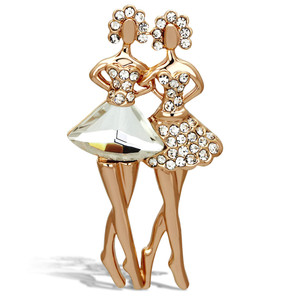 LO2776 - Flash Rose Gold White Metal Brooches with Synthetic Synthetic Glass in Clear A874-LO2776