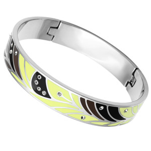 TK780 - High polished (no plating) Stainless Steel Bangle with Top Grade Crystal  in Clear A874-TK780