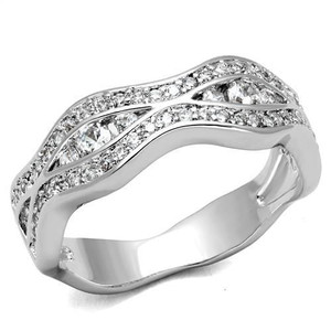 3W1345 - Rhodium Brass Ring with AAA Grade CZ  in Clear A874-3W1345