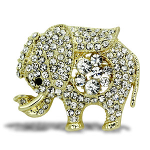 LO2804 - Flash Gold White Metal Brooches with Top Grade Crystal  in Clear A874-LO2804