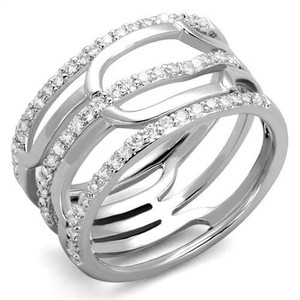 3W1070 - Rhodium Brass Ring with AAA Grade CZ  in Clear A874-3W1070