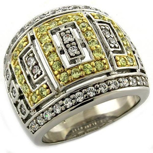 LOAS1043 - Gold+Rhodium 925 Sterling Silver Ring with AAA Grade CZ  in Clear A874-LOAS1043