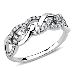 DA163 - High polished (no plating) Stainless Steel Ring with AAA Grade CZ  in Clear A874-DA163