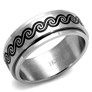 TK2930 - High polished (no plating) Stainless Steel Ring with Epoxy  in Jet A874-TK2930