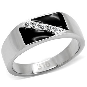 TK414701 - High polished (no plating) Stainless Steel Ring with Top Grade Crystal  in Clear A874-TK414701