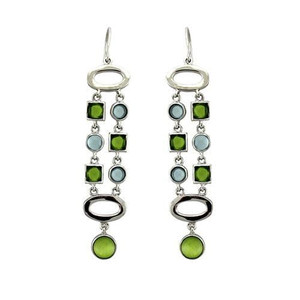 LOAS1334 - Rhodium 925 Sterling Silver Earrings with AAA Grade CZ  in Peridot A874-LOAS1334