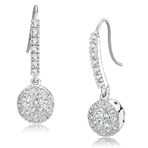 LO893 - Rhodium Brass Earrings with AAA Grade CZ  in Clear A874-LO893