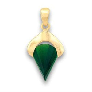 LOA633 - Gold Brass Pendant with Synthetic Synthetic Glass in Emerald A874-LOA633