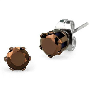 TK2586 - Two Tone IP Light Brown (IP Light coffee) Stainless Steel Earrings with AAA Grade CZ  in L A874-TK2586