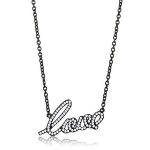 TK3217 - IP Black(Ion Plating) Stainless Steel Chain Pendant with AAA Grade CZ  in Clear A874-TK3217