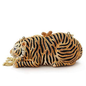 LO2371 - Gold White Metal Clutch with Top Grade Crystal  in Multi Color A874-LO2371