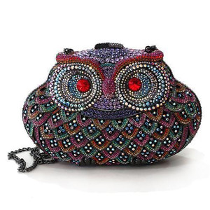 LO2368 - Ruthenium White Metal Clutch with Top Grade Crystal  in Multi Color A874-LO2368