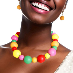 Rainbow Wood Necklace T226-9485479739711