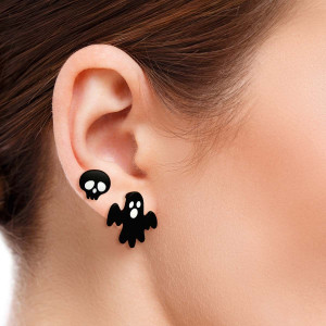 2 Pair Black Spooky Studs T226-9485464437055