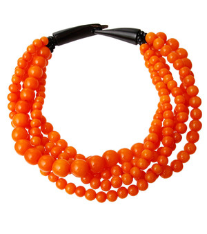 Orange Bead Buffalo Horn Hook Necklace T226-9485825704255