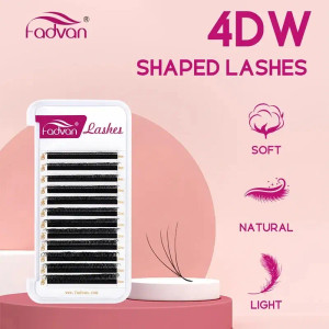 Curl: D, Length: 13mm - Fadvan 4D W In Shape Eyelash Extension Premade Volume Fans Soft Style Mink  F640-12000036814893727