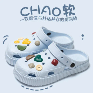 Color: Straw, Shoe Size: 40-41 - Shoes hole shoes girls wear outside couple bag head women cool sli F640-12000042061796408