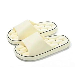 Color: Beige, Shoe Size: 38 - Bathroom House Slippers Leaking Quick-Drying Shower Slipper Light Wei F640-12000038180228960