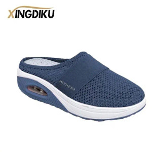 Color: DEEP BLUE, Shoe Size: 40 - Air Cushion Slip-On Women Walking Shoes Orthopedic Diabetic Ladie F640-12000036665308730