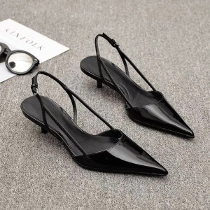 Color: Beige, Shoe Size: 35 - Women Pointed Toe Heels Shoes Sandals 2024 Dress Party Fashion Summer F640-12000038305568522