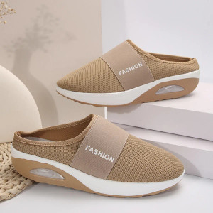 Color: Khaki, Shoe Size: 36 - Women Wedges Slippers 2024 New Summer Sandals Vintage Anti-slip Casua F640-12000039592442345
