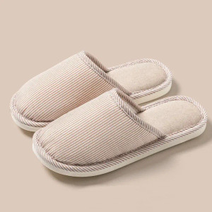 Color: Rust Red, Shoe Size: 13.5 - Linen Slippers Indoor Home Breathable Women Men Slides Linen Cou F640-12000035595400332