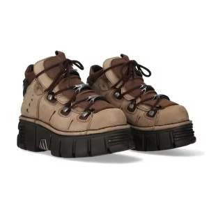 Color: Khaki, Shoe Size: 35 - Punk Style Women Sneakers Lace-up 6CM Platform Shoes Woman Creepers F F640-12000033077660861