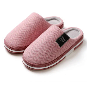 Color: Grape, Shoe Size: 36-37 - Winter Warm Fur Slippers for Men Women Couples House Non Slip Soft F640-12000043396076203