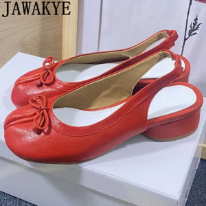 Color: Ivory, Shoe Size: 39 - Summer New Split Toe Genuine Leather Bowknot Chunky Heel Sandals Wome F640-12000039259262240
