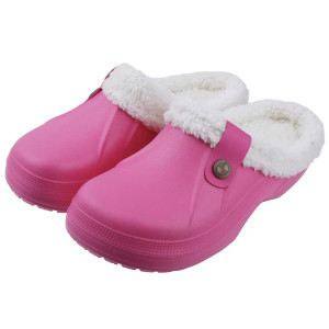 Color: LIGHT BLUE, Shoe Size: 39-40 - Crestar Women and Men Fur Lined Clogs Memory Foam Warm Fuzzy  F640-12000043868662975