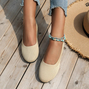 Color: Clear, Shoe Size: 37 - Elastic Knitting Flats Slip on Shoes for Women 2024 Summer Breathable F640-12000037075269604