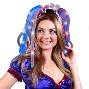 Red White Blue Noodle Headband Flashing Dreads A706-5045100