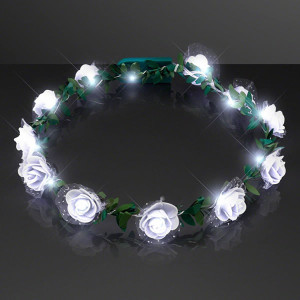 Light Up White Rose Flower Princess Halo Crown Headband A706-A8030