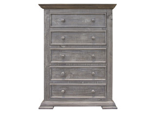 37" Gray Solid Wood Five Drawer Chest N270-524584