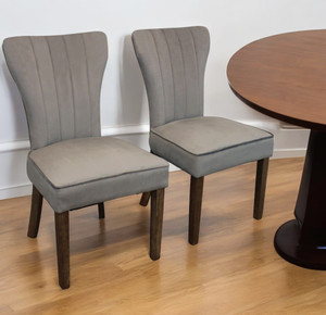 Set of Two Gray And Brown Upholstered Velvet Dining Parsons Chairs N270-488817